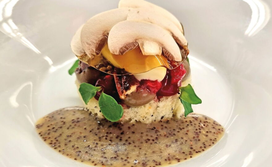 Mohn / geeistes Miso / Pilz / Himbeere